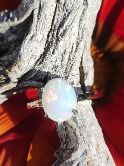 Ethiopian Opal AAA - 925 Silber Ring verstellbar - Edelstein Heilstein Energie Kraft Vintage Frauen Ring Hochwertig Geschenk Sie Frau Mutter