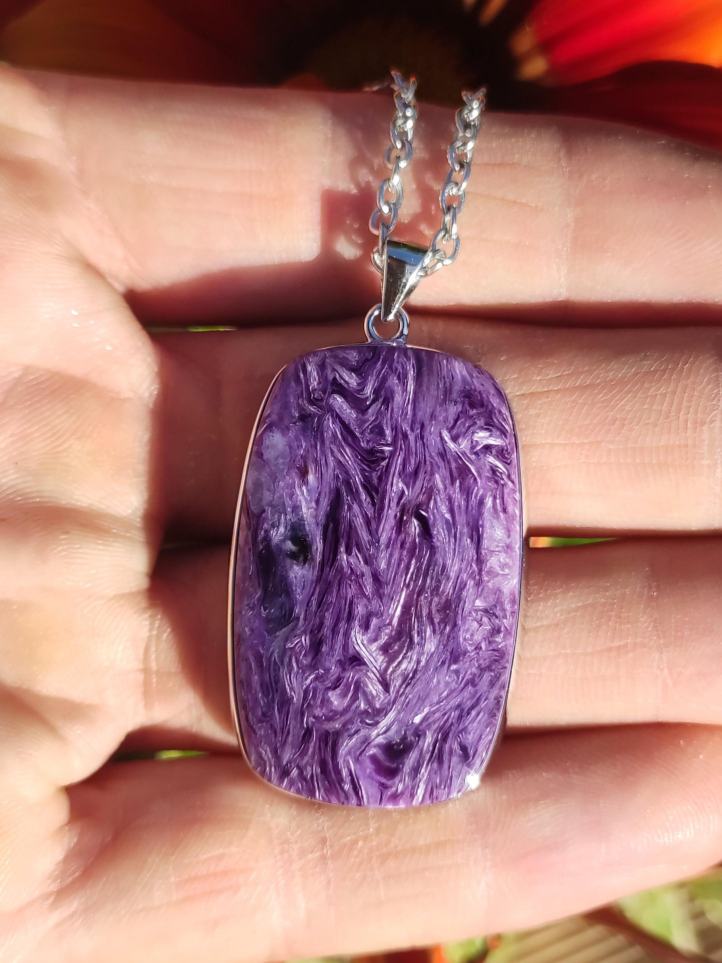 Charoite - 925 argent serti collier de pierres précieuses violet violet pierre de guérison naturelle énergie rareté homme femme il son cadeau noble qualité haute qualité
