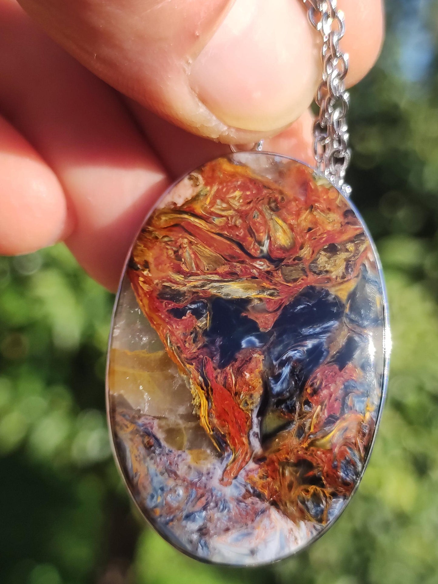 Pietersite or - Collier de pierres précieuses en argent sterling 925 Protection de la nature Rareté Pierre de guérison Cristal Homme Femme Cadeau He She Réflexion chatoyante