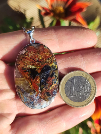 Pietersite or - Collier de pierres précieuses en argent sterling 925 Protection de la nature Rareté Pierre de guérison Cristal Homme Femme Cadeau He She Réflexion chatoyante