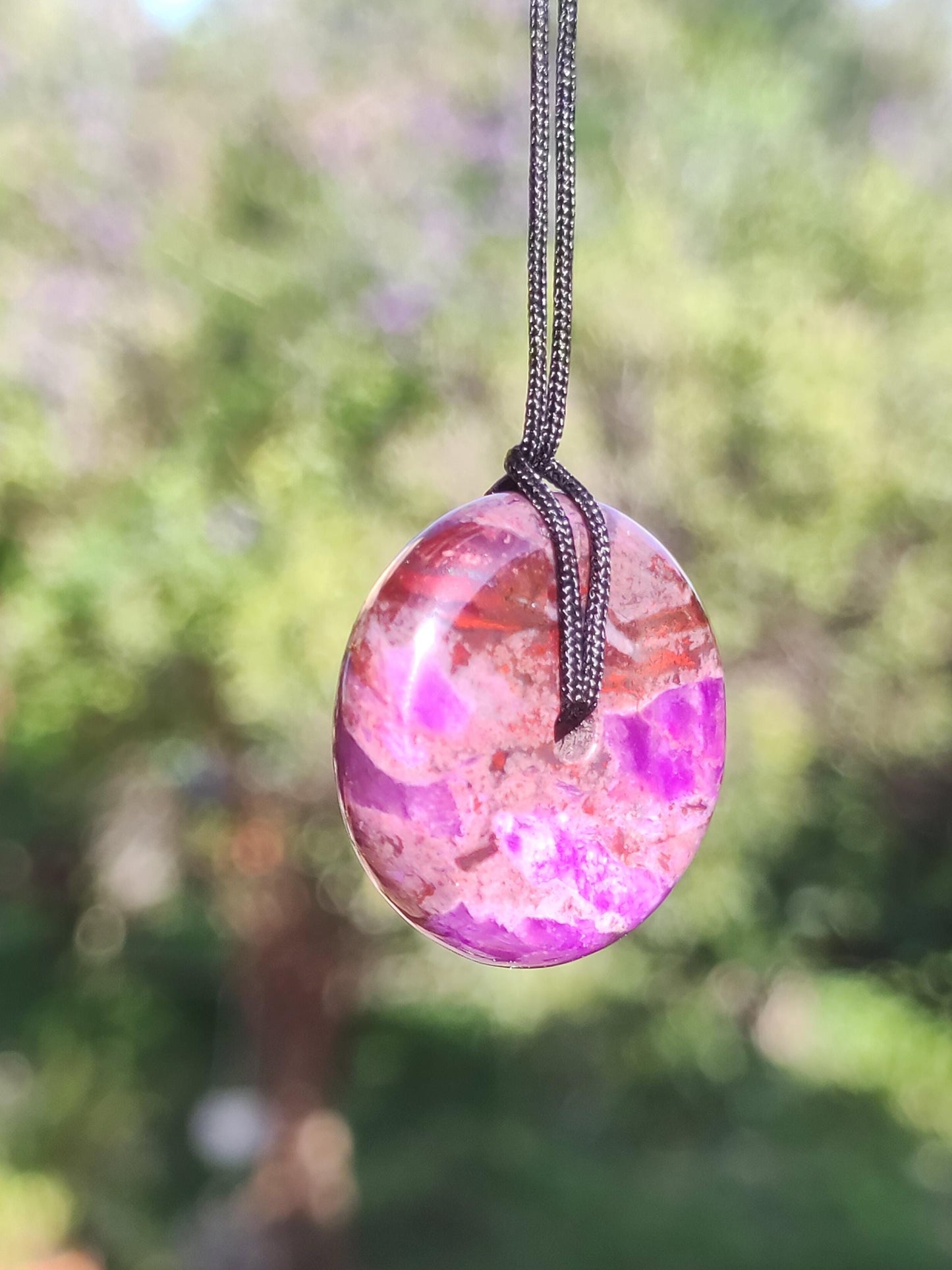 Sugilite protection donut gemstone crystal healing stone rarity rare collector sugilite purple pendant round gift man woman he her friend violet
