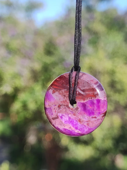 Sugilite protection donut gemstone crystal healing stone rarity rare collector sugilite purple pendant round gift man woman he her friend violet