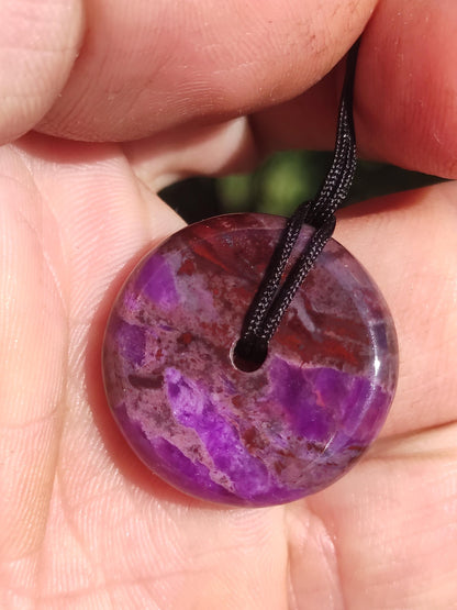 Sugilite protection donut gemstone crystal healing stone rarity rare collector sugilite purple pendant round gift man woman he her friend violet