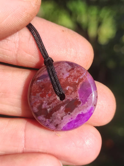 Sugilite protection donut gemstone crystal healing stone rarity rare collector sugilite purple pendant round gift man woman he her friend violet