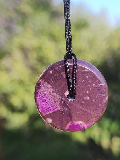 Sugilite protection donut gemstone crystal healing stone rarity rare collector sugilite purple pendant round gift man woman he her friend violet