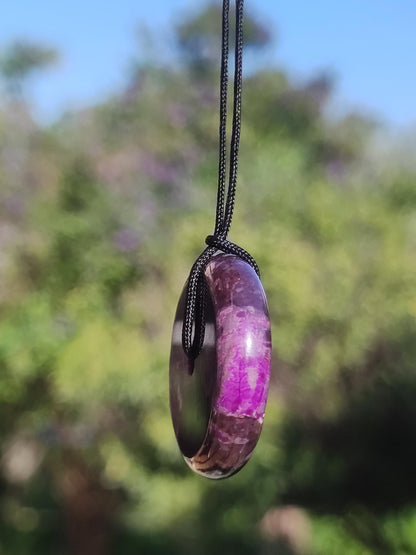 Sugilite protection donut gemstone crystal healing stone rarity rare collector sugilite purple pendant round gift man woman he her friend violet