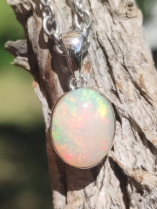 AAA Ethiopian Opal 925 Silber - Edelstein Kette bunt Rarität Edel Natur Heilstein Kristalle Anhänger Mann Frau Geschenk Er Sie Vater Rarität