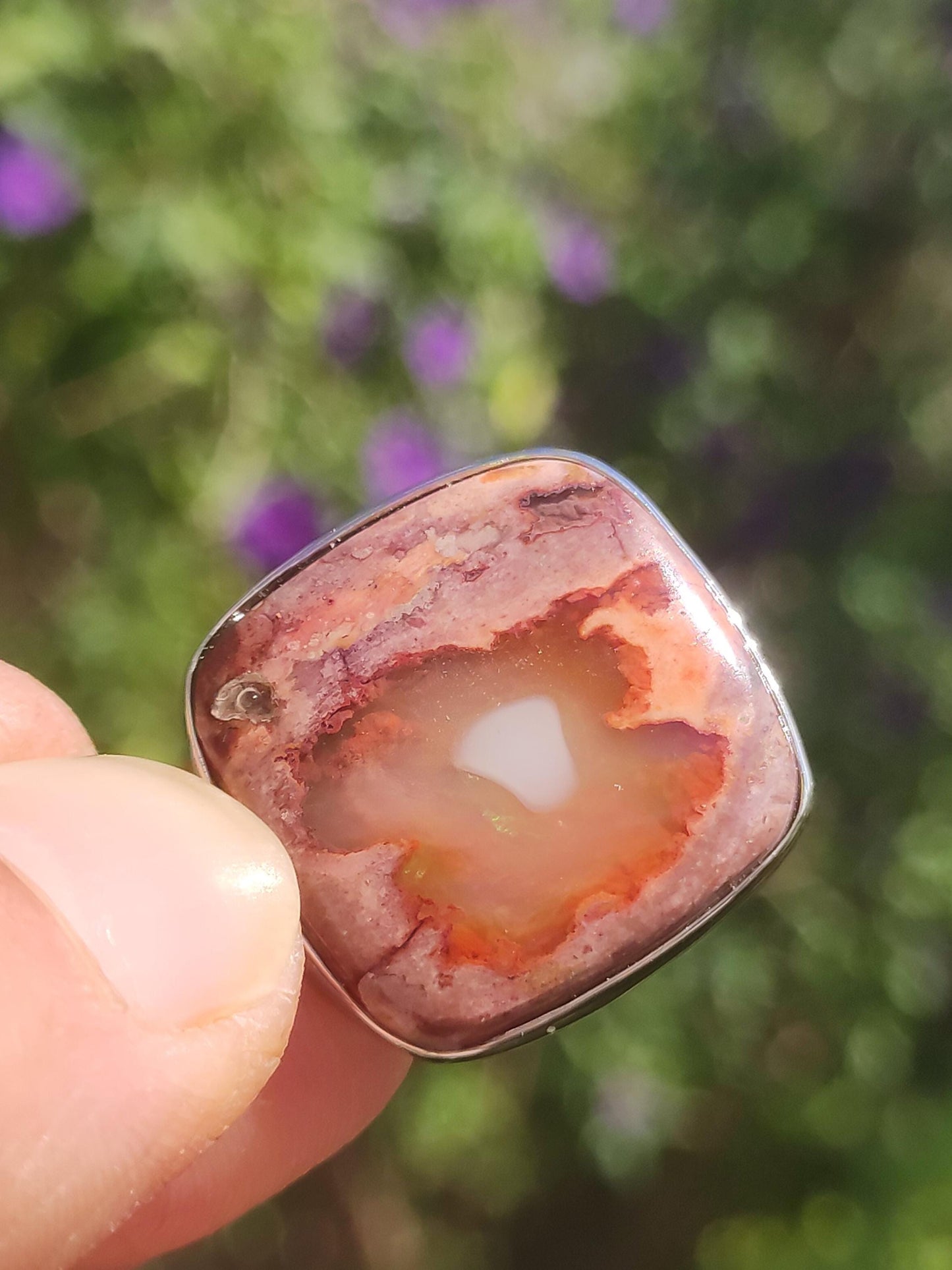 Fire Opal Mexico - 925 Sterling Silver Gemstone Necklace Natural Blue Protection Rarity Healing Stone Crystal Men Women Him Her Gift