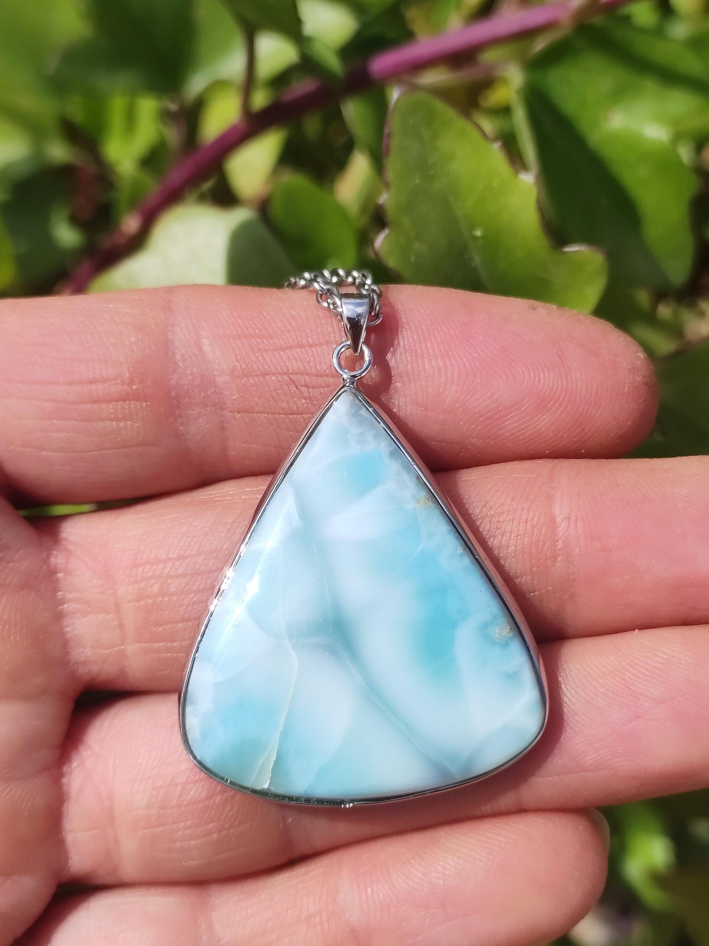 Larimar AAA "Atlantis Stone" gemstone necklace 925 Sterling Silver woman jewelry precious natural healing stone hippie rarity sea sky blue gift