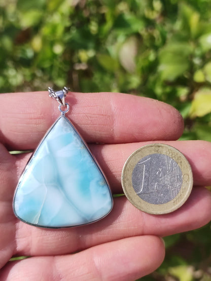 Larimar AAA "Atlantis Stone" gemstone necklace 925 Sterling Silver woman jewelry precious natural healing stone hippie rarity sea sky blue gift