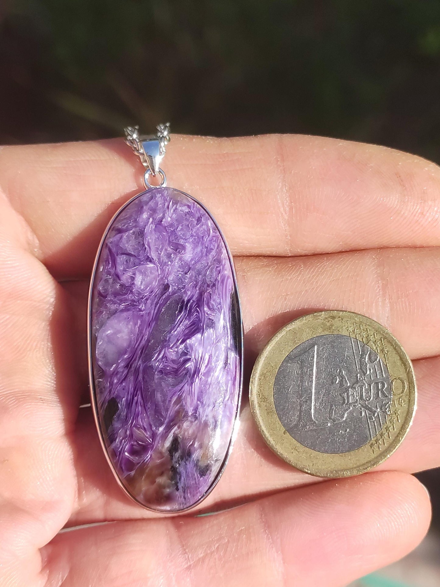 Charoite - 925 argent serti collier de pierres précieuses violet violet pierre de guérison naturelle énergie rareté homme femme il son cadeau noble qualité haute qualité