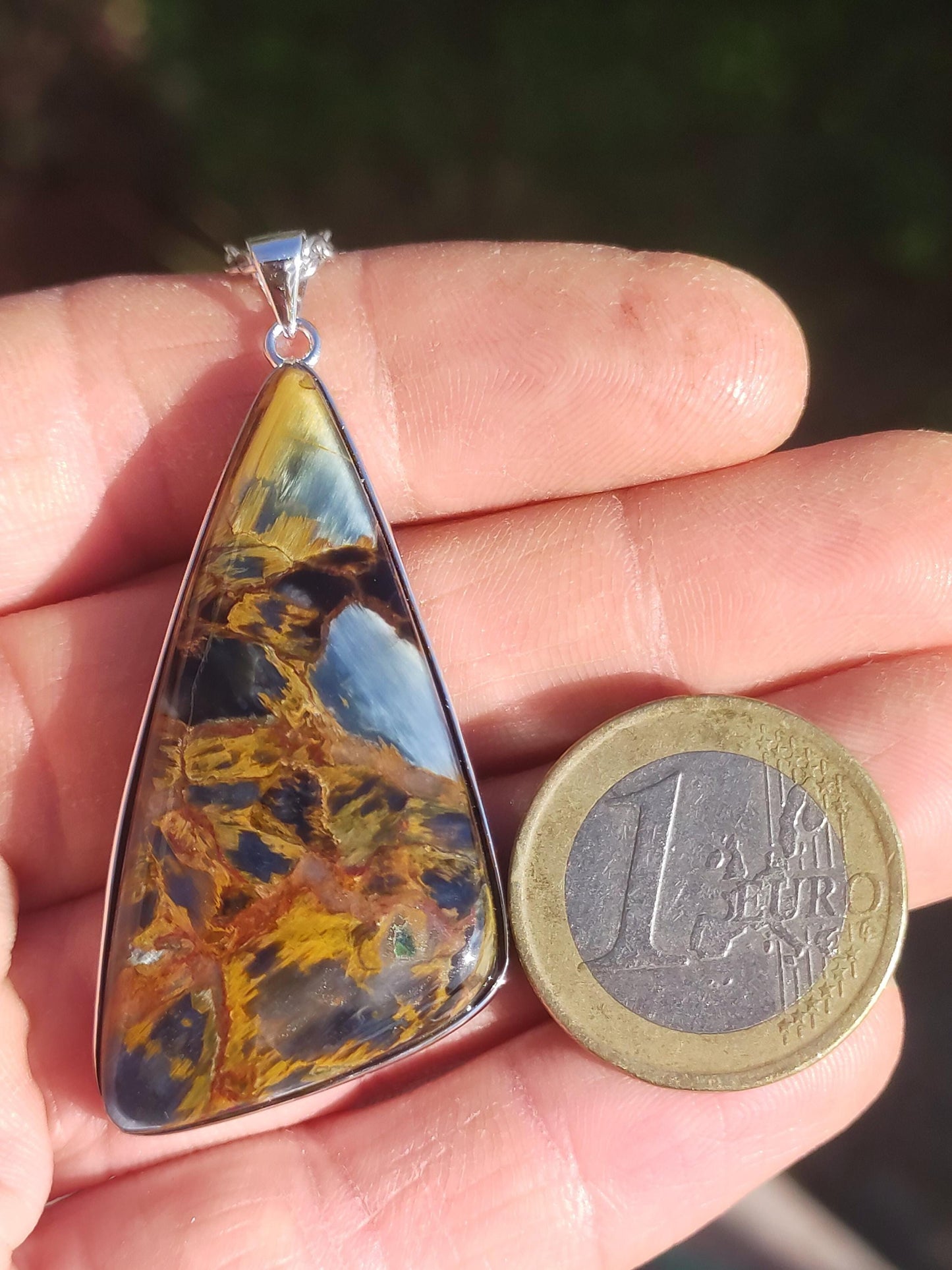 Pietersite or - Collier de pierres précieuses en argent sterling 925 Protection de la nature Rareté Pierre de guérison Cristal Homme Femme Cadeau He She Réflexion chatoyante