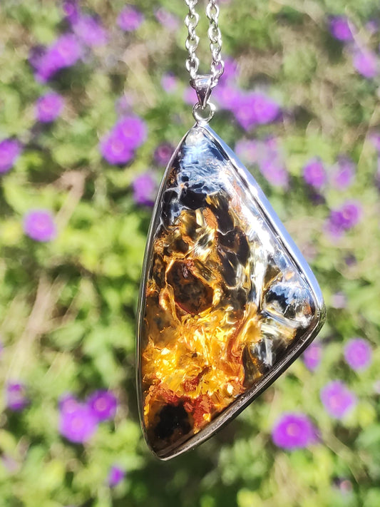 Pietersite gold AAA - 925 Sterling Silver Gemstone Necklace Natural Rarity Healing Stone Crystal Man Woman He She Gift Shimmer Reflection
