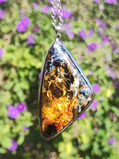 Pietersite or AAA - Collier de pierres précieuses en argent sterling 925 Rareté naturelle Pierre de guérison Cristal Homme Femme He She Gift Shimmer Reflection