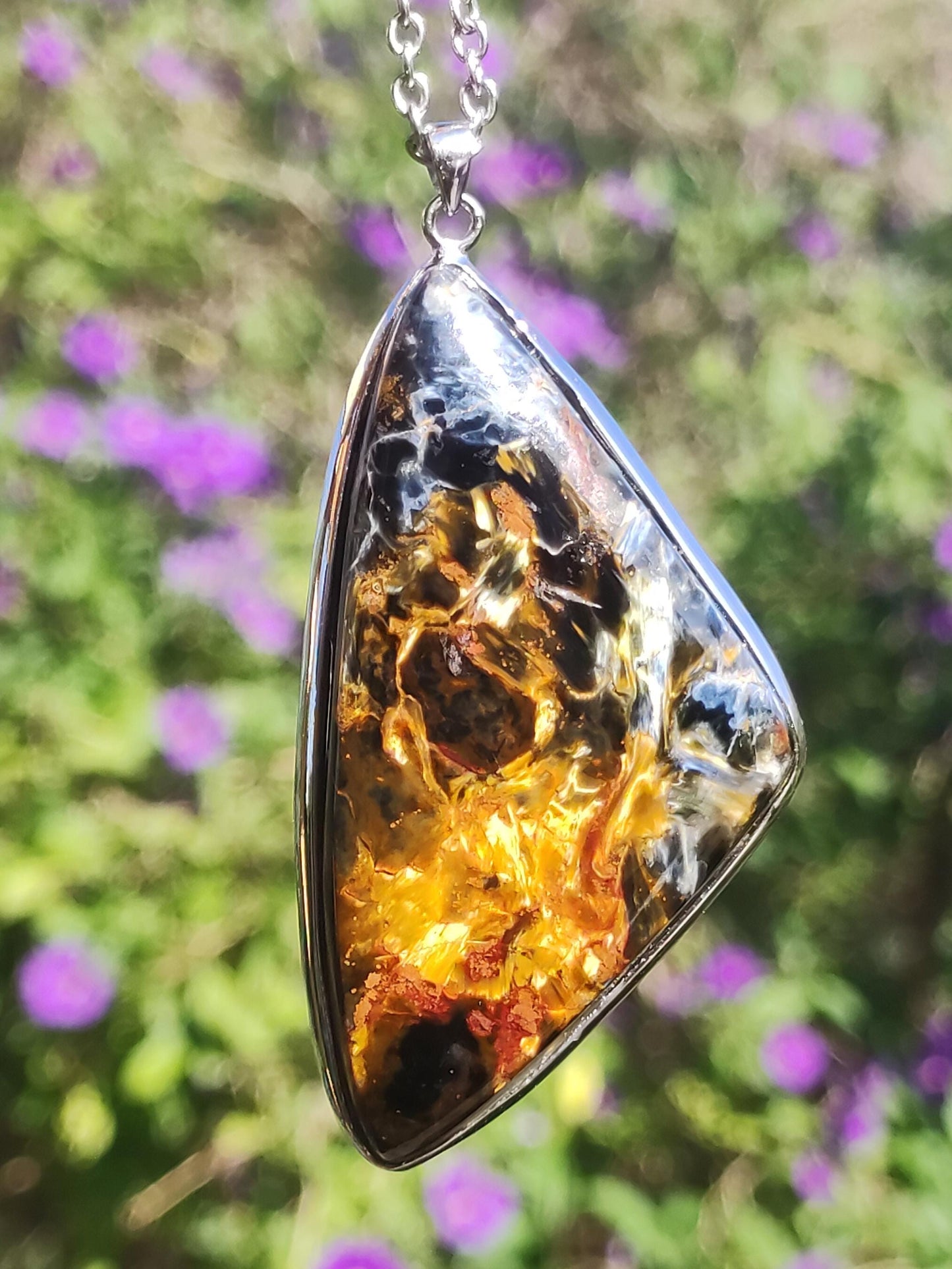 Pietersite or AAA - Collier de pierres précieuses en argent sterling 925 Rareté naturelle Pierre de guérison Cristal Homme Femme He She Gift Shimmer Reflection