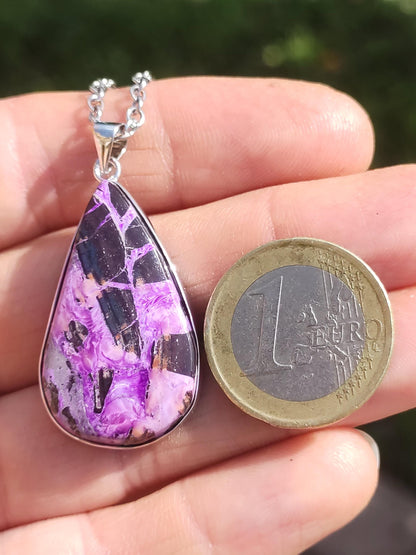 Sugilite / Sugilite incl. 925 silver setting purple gemstone necklace natural healing stone energy rarity man woman he she gift noble high quality