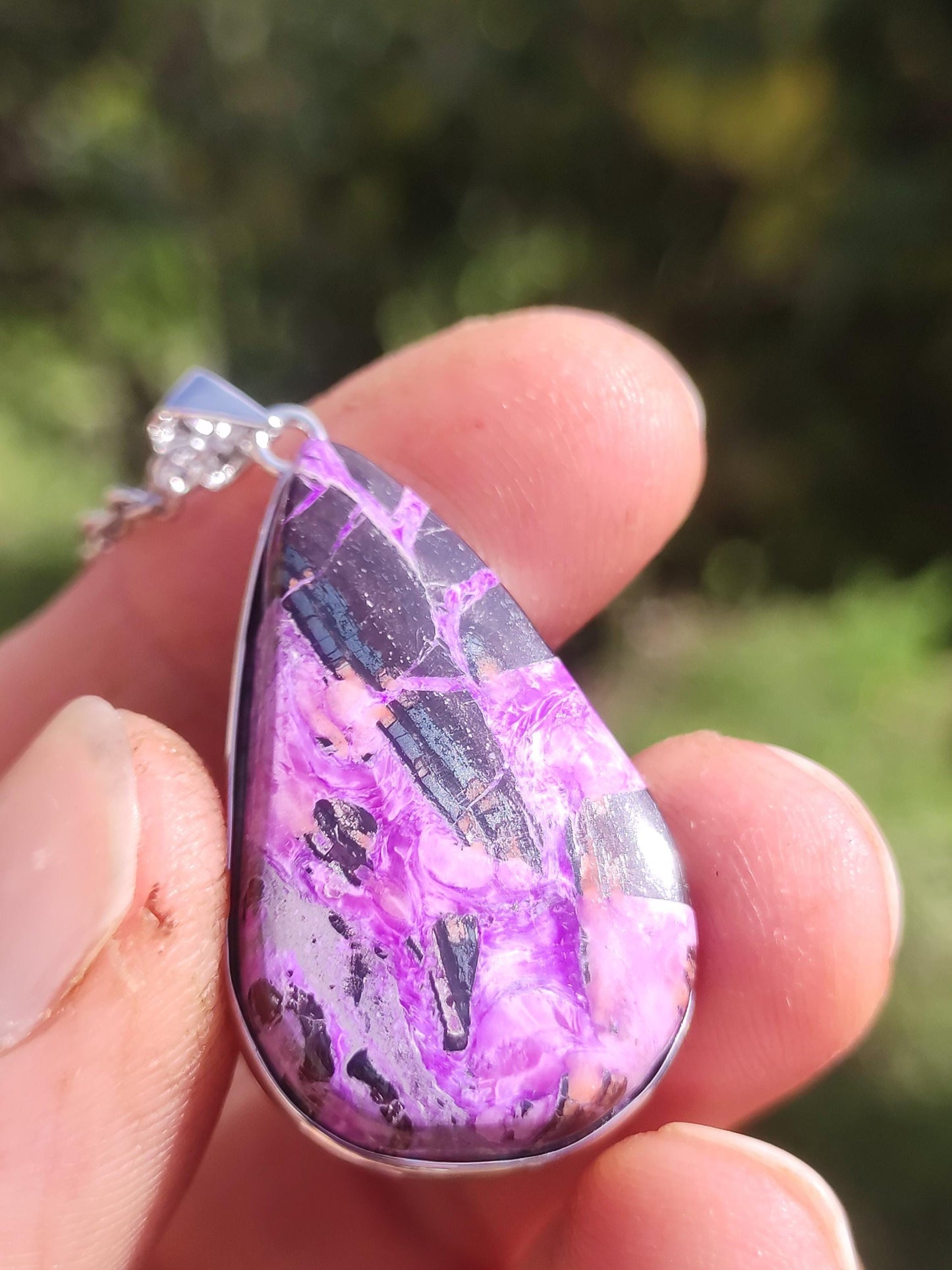 Sugilite / Sugilite incl. 925 silver setting purple gemstone necklace natural healing stone energy rarity man woman he she gift noble high quality
