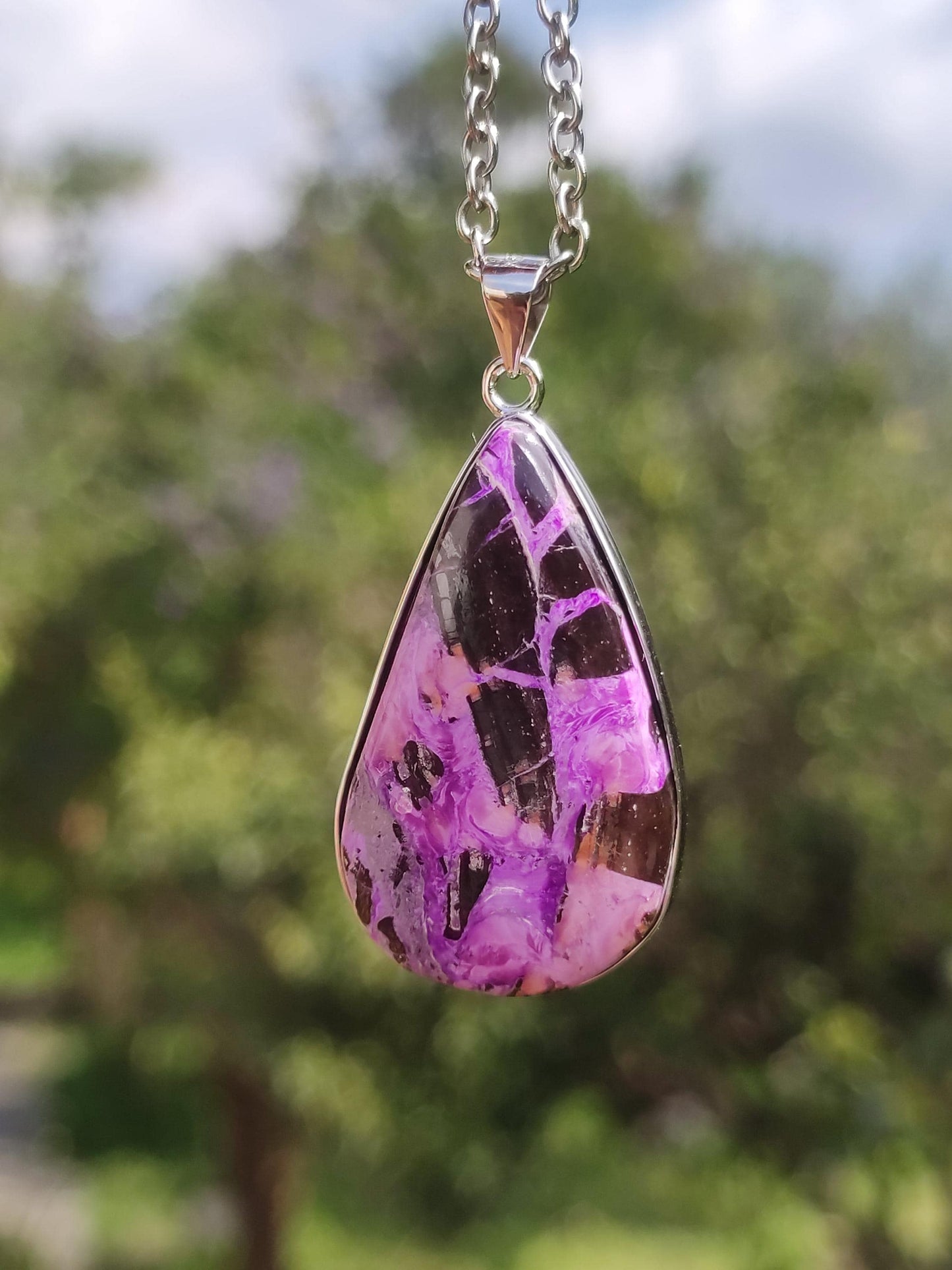 Sugilite / Sugilite incl. 925 silver setting purple gemstone necklace natural healing stone energy rarity man woman he she gift noble high quality