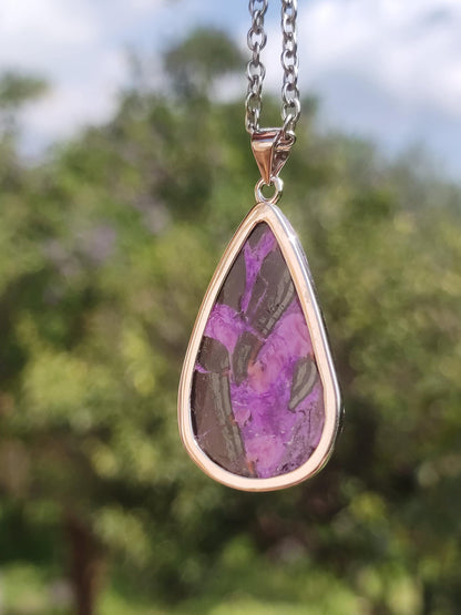 Sugilite / Sugilite incl. 925 silver setting purple gemstone necklace natural healing stone energy rarity man woman he she gift noble high quality