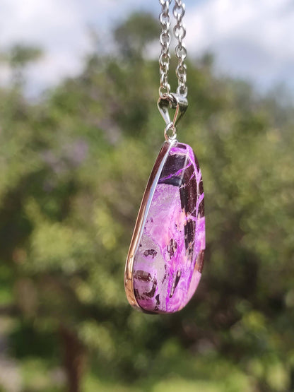 Sugilite / Sugilite incl. 925 silver setting purple gemstone necklace natural healing stone energy rarity man woman he she gift noble high quality