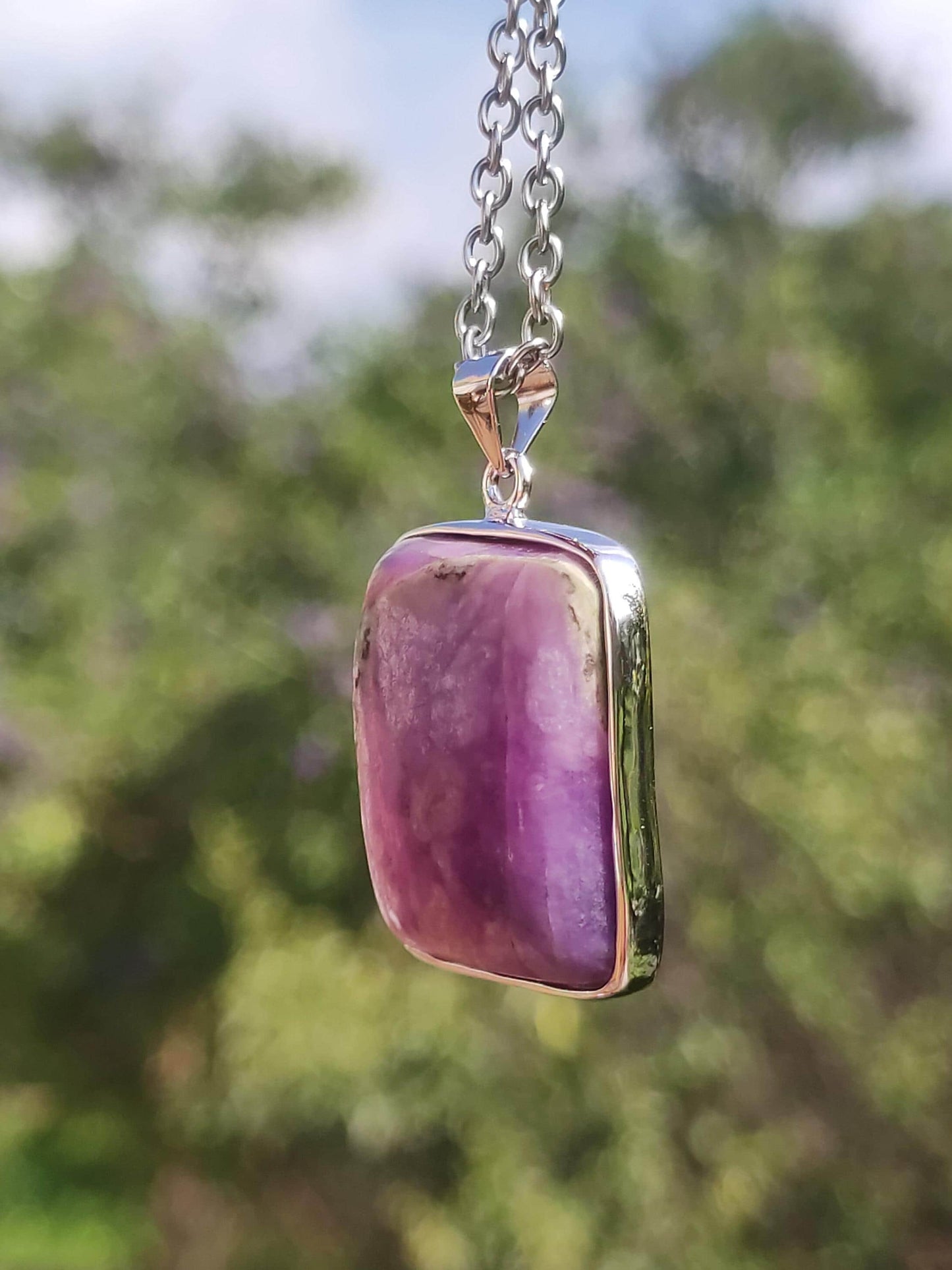 Sugilite / Sugilite incl. 925 silver setting purple gemstone necklace natural healing stone energy rarity man woman he she gift noble high quality