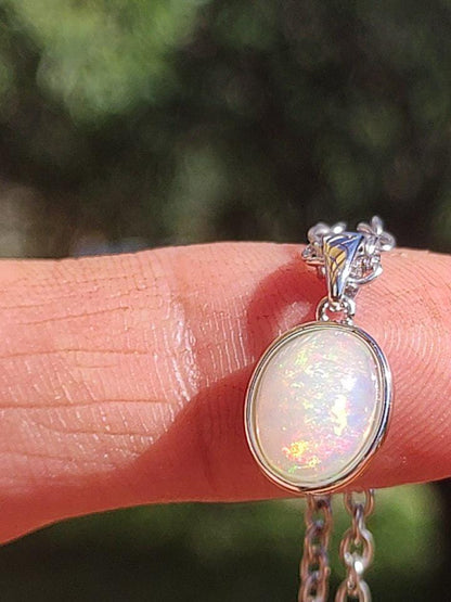 AAA Ethiopian Opal 925 Silver - Gemstone Necklace, Colorful, Rare, Precious, Natural, Healing Stone, Crystal Pendant, Man, Woman, Gift, He, Her, Father, Rare