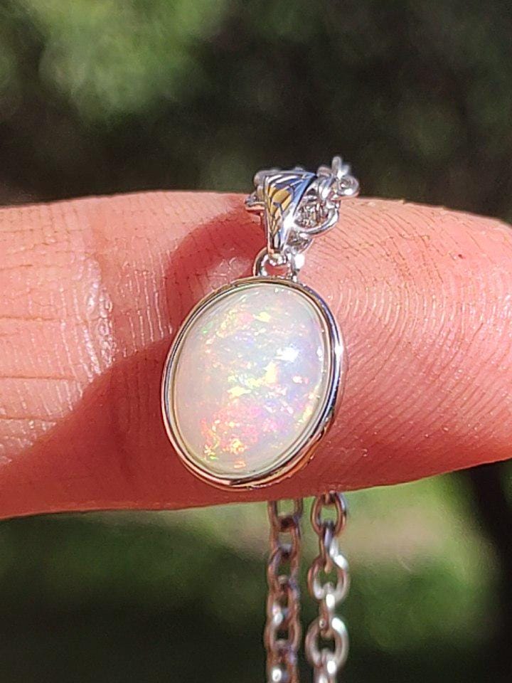 AAA Ethiopian Opal 925 Silver - Gemstone Necklace, Colorful, Rare, Precious, Natural, Healing Stone, Crystal Pendant, Man, Woman, Gift, He, Her, Father, Rare