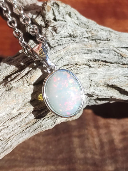 AAA Ethiopian Opal 925 Silver - Gemstone Necklace, Colorful, Rare, Precious, Natural, Healing Stone, Crystal Pendant, Man, Woman, Gift, He, Her, Father, Rare