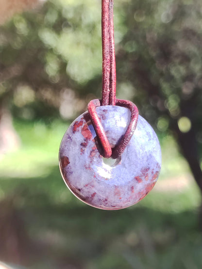 Sugilite Richterite Bustamite Protective Donut Gemstone Crystal Healing Stone Rare Collector's Item Sugilite red blue purple pendant round gift