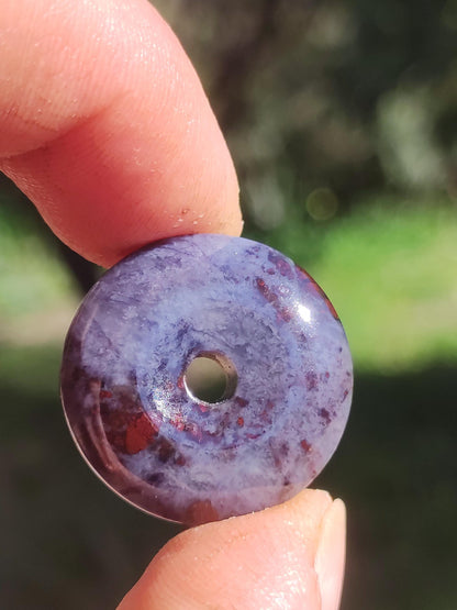 Sugilite Richterite Bustamite Protective Donut Gemstone Crystal Healing Stone Rare Collector's Item Sugilite red blue purple pendant round gift