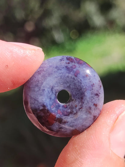 Sugilite Richterite Bustamite Protective Donut Gemstone Crystal Healing Stone Rare Collector's Item Sugilite red blue purple pendant round gift