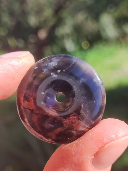 Sugilite &amp; Richterite Bustamite Protection Donut Gemstone Crystal Healing Stone Rarity Rare Collector Sugilite red blue purple pendant round gift