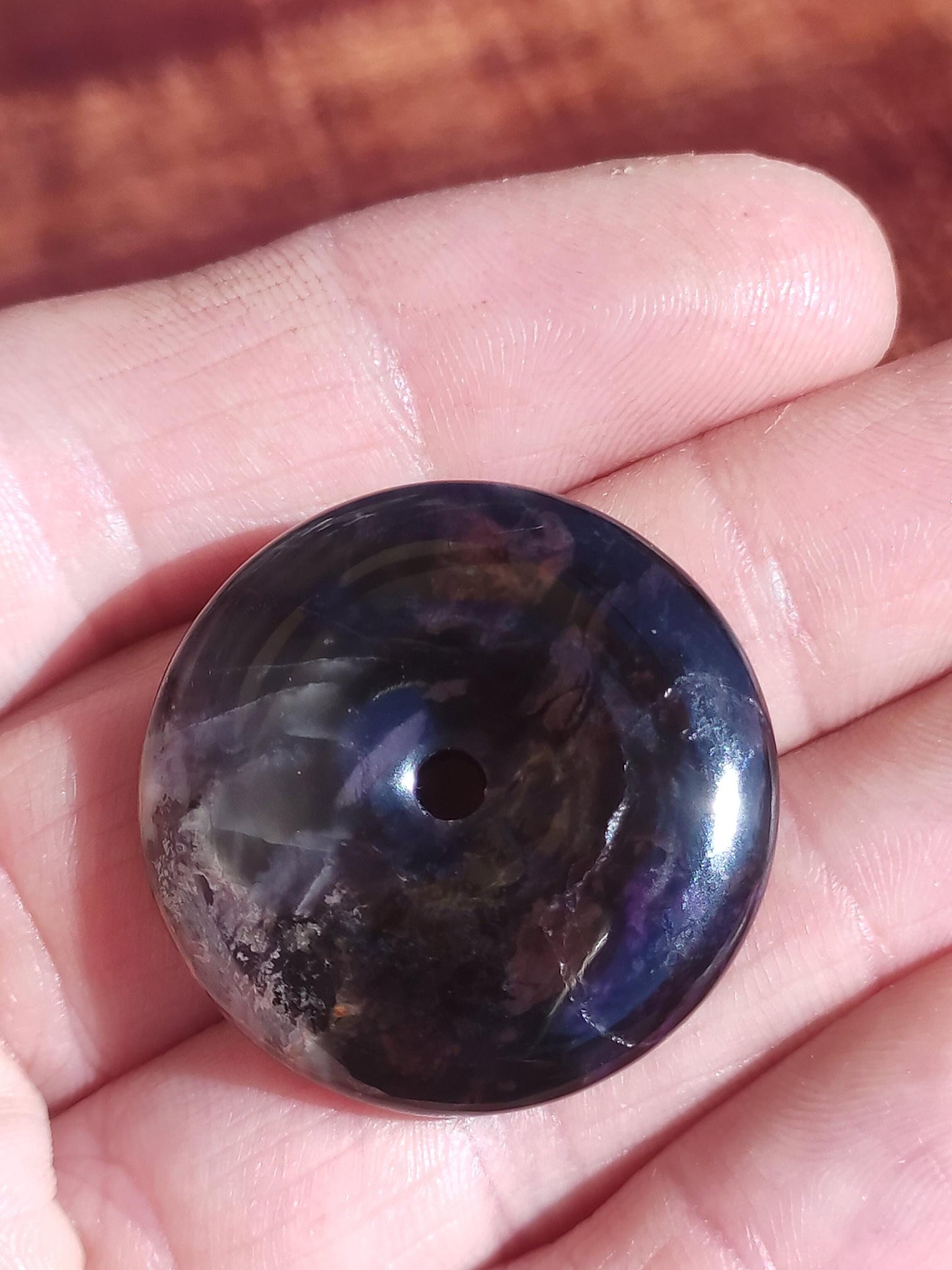 Sugilite &amp; Richterite Bustamite Protection Donut Gemstone Crystal Healing Stone Rarity Rare Collector Sugilite red blue purple pendant round gift