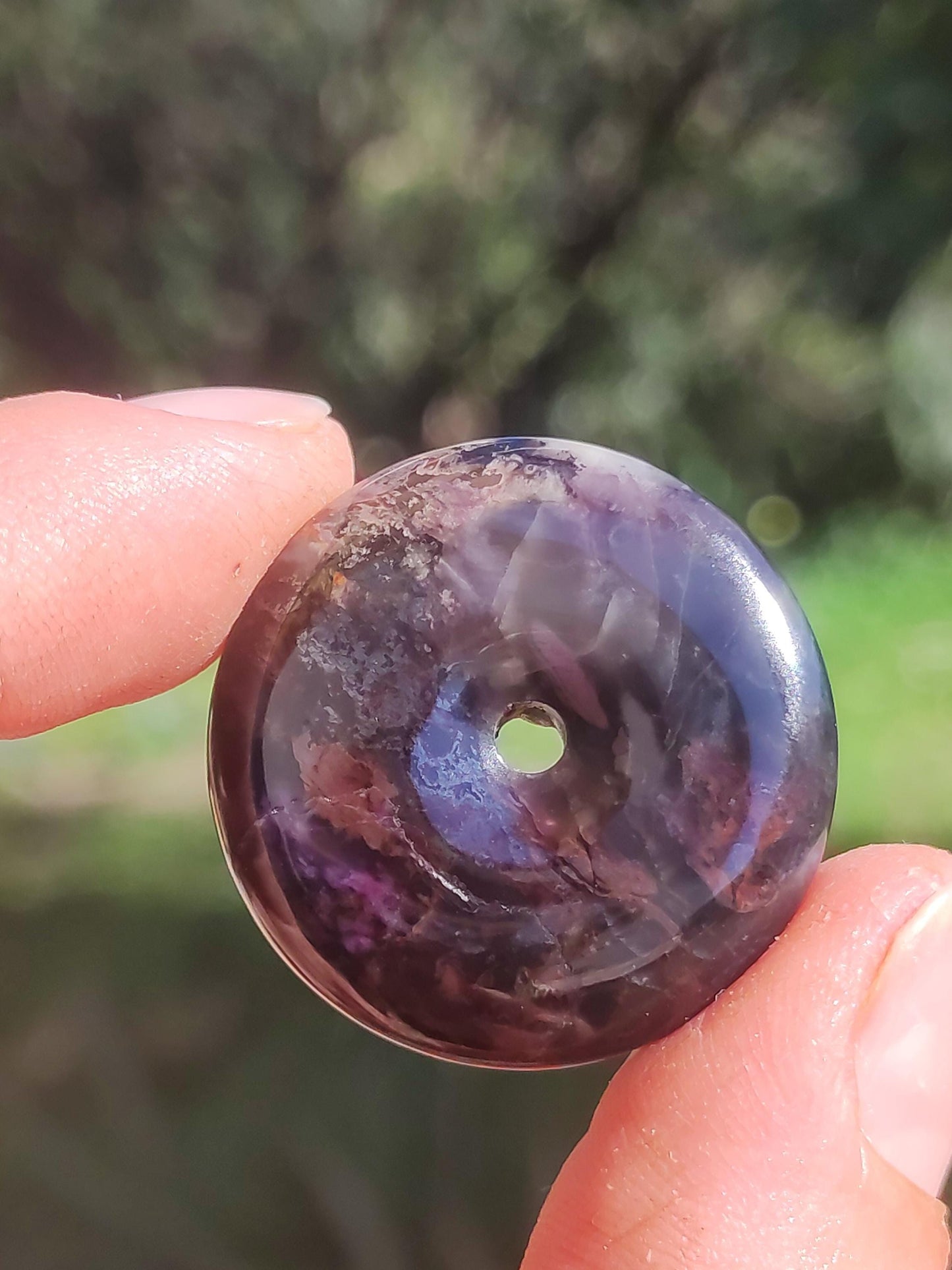 Sugilite &amp; Richterite Bustamite Protection Donut Gemstone Crystal Healing Stone Rarity Rare Collector Sugilite red blue purple pendant round gift