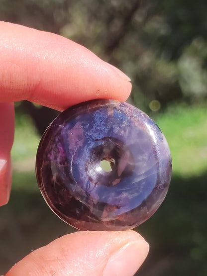 Sugilite &amp; Richterite Bustamite Protection Donut Gemstone Crystal Healing Stone Rarity Rare Collector Sugilite red blue purple pendant round gift
