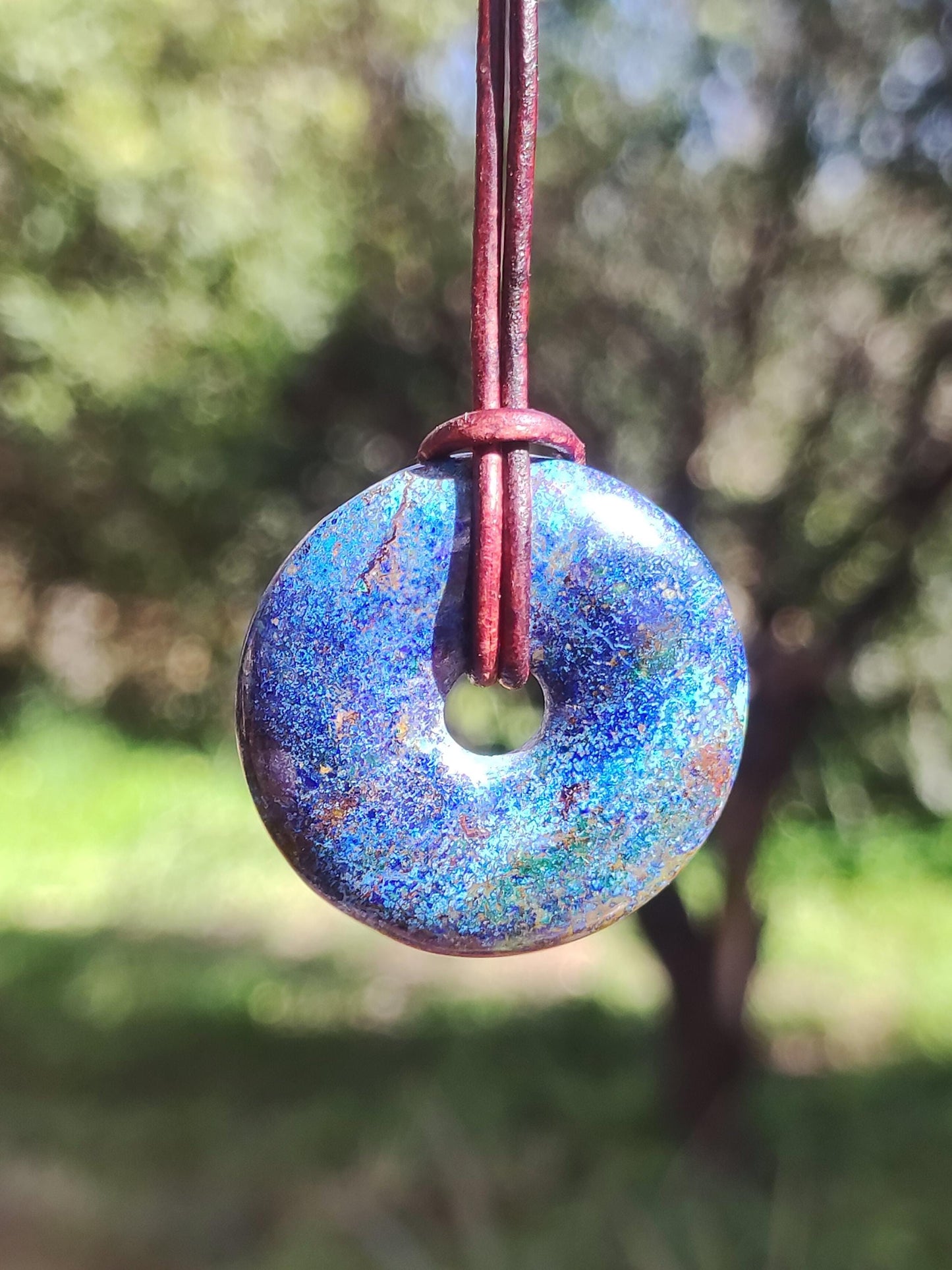 Azurite - malachite - chrysocolle bleu vert ~ collier pierres précieuses HIPPIE GOA Boho Tibet Ethno Nature Donut symbole protecteur pierre de guérison collectionneur homme femme