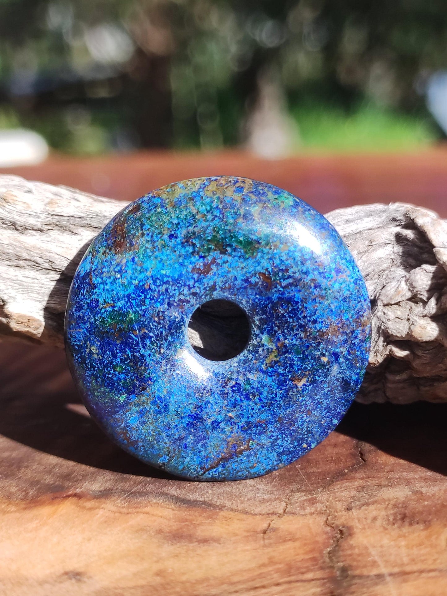 Azurite - malachite - chrysocolle bleu vert ~ collier pierres précieuses HIPPIE GOA Boho Tibet Ethno Nature Donut symbole protecteur pierre de guérison collectionneur homme femme