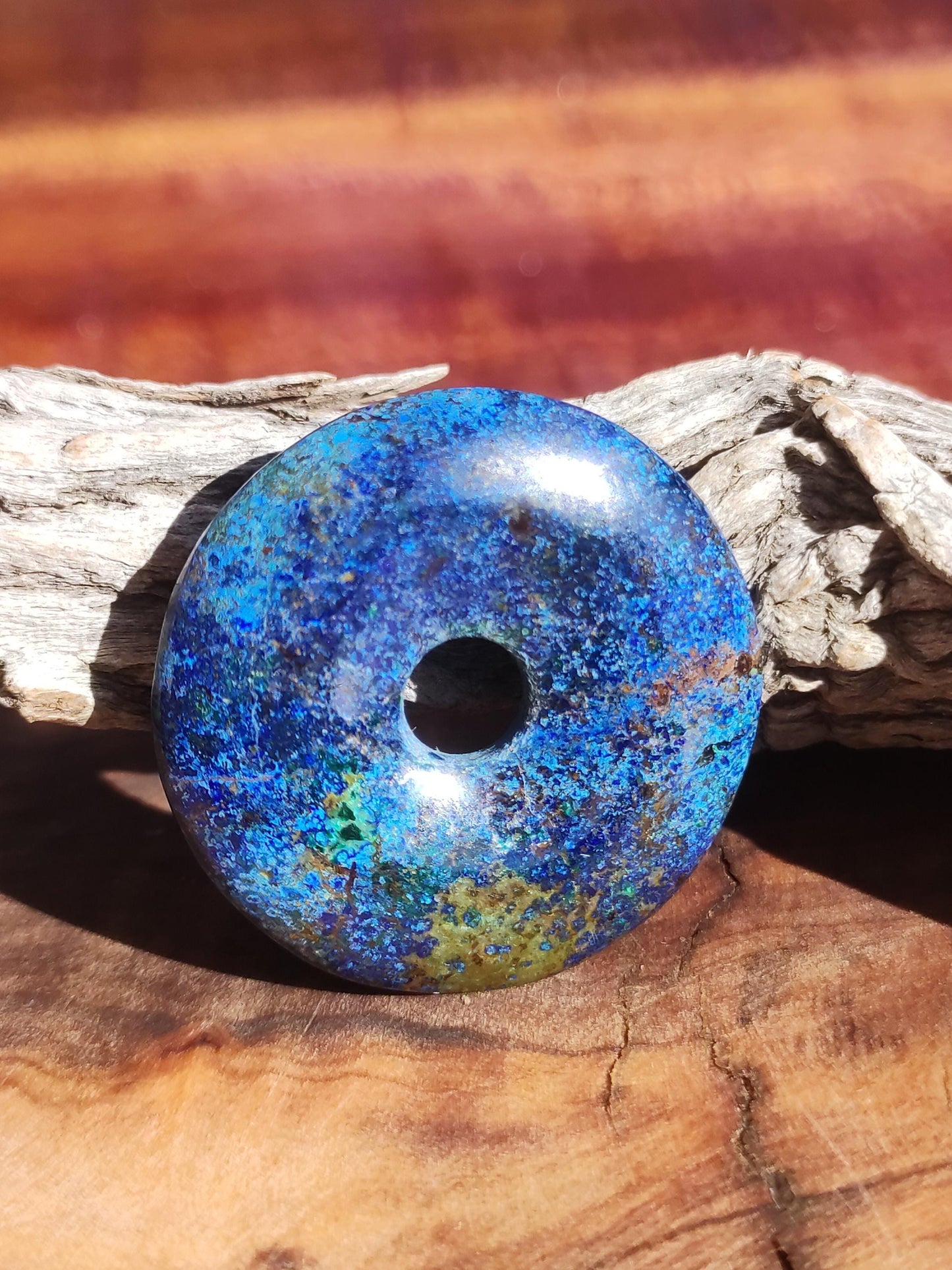 Azurite - malachite - chrysocolle bleu vert ~ collier pierres précieuses HIPPIE GOA Boho Tibet Ethno Nature Donut symbole protecteur pierre de guérison collectionneur homme femme