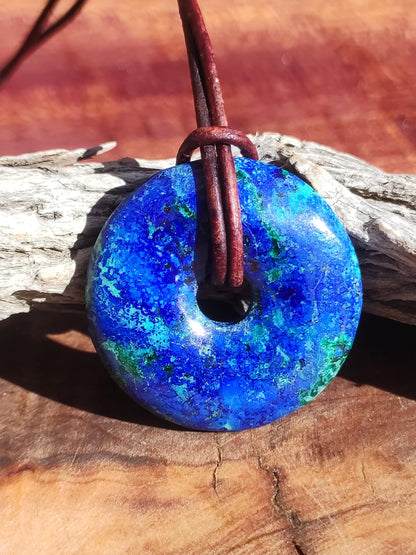 Azurite - malachite - chrysocolle bleu vert ~ collier pierres précieuses HIPPIE GOA Boho Tibet Ethno Nature Donut symbole protecteur pierre de guérison collectionneur homme femme