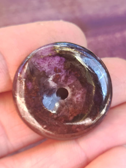Sugilite protection donut gemstone crystal healing stone rarity rare collector sugilite purple pendant round gift man woman he her friend violet