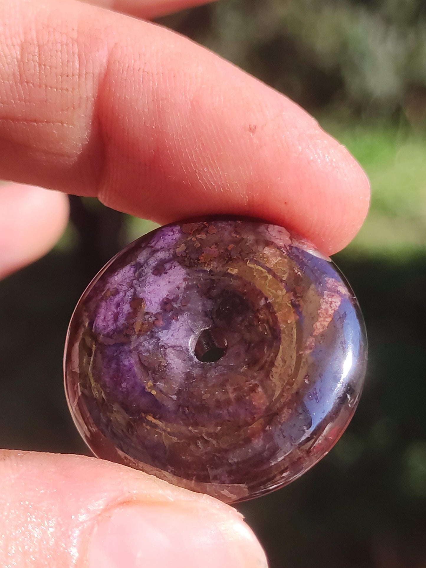 Sugilite protection donut gemstone crystal healing stone rarity rare collector sugilite purple pendant round gift man woman he her friend violet