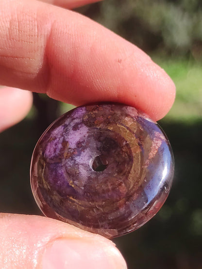 Sugilite protection donut gemstone crystal healing stone rarity rare collector sugilite purple pendant round gift man woman he her friend violet