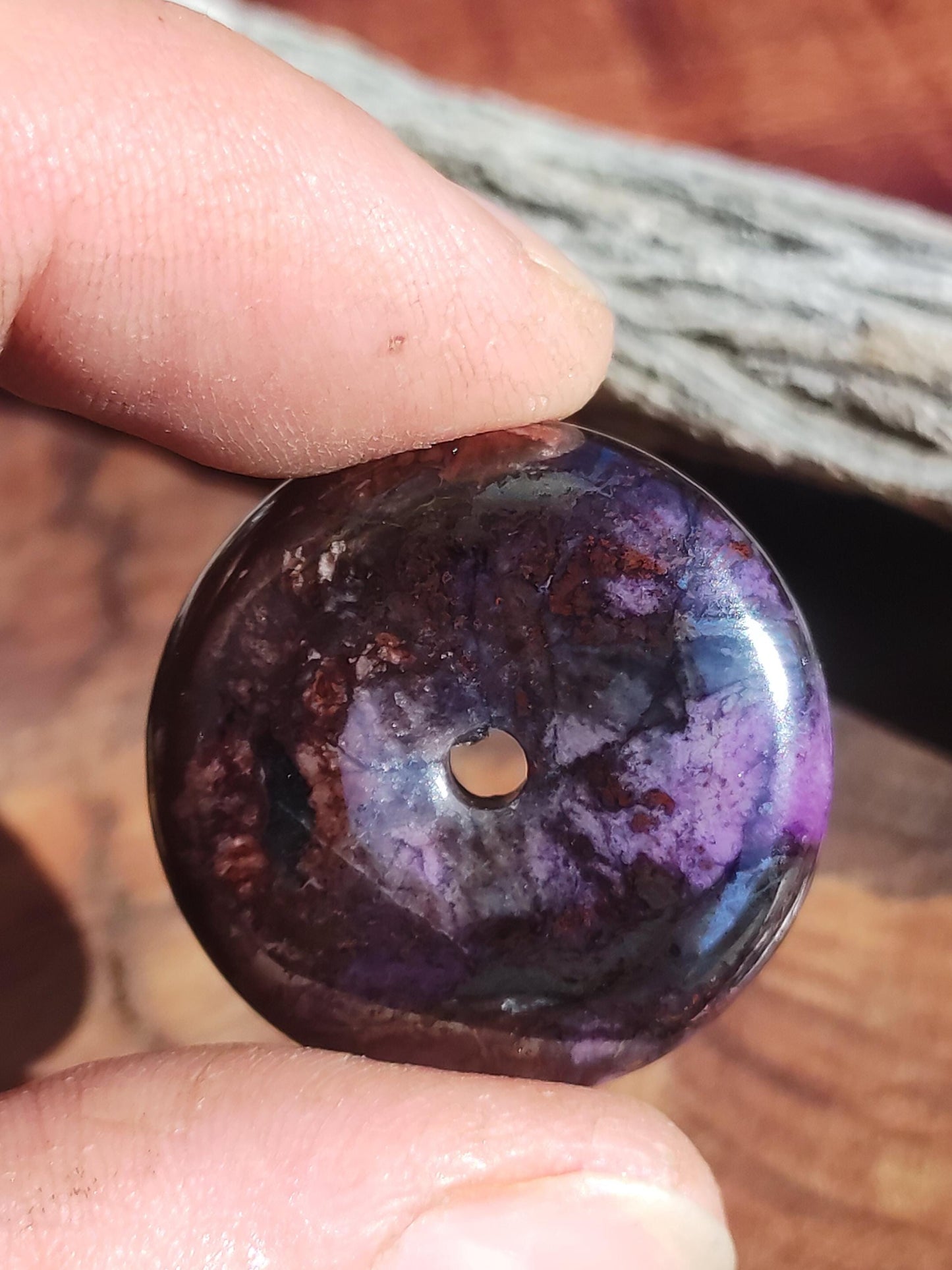 Sugilite protection donut gemstone crystal healing stone rarity rare collector sugilite purple pendant round gift man woman he her friend violet