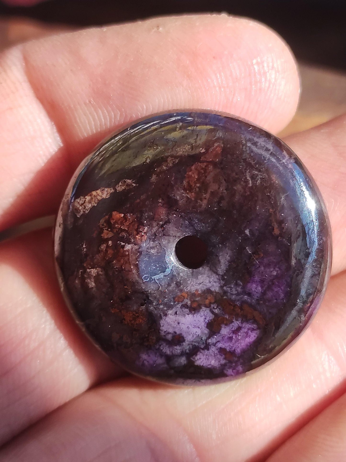 Sugilite protection donut gemstone crystal healing stone rarity rare collector sugilite purple pendant round gift man woman he her friend violet