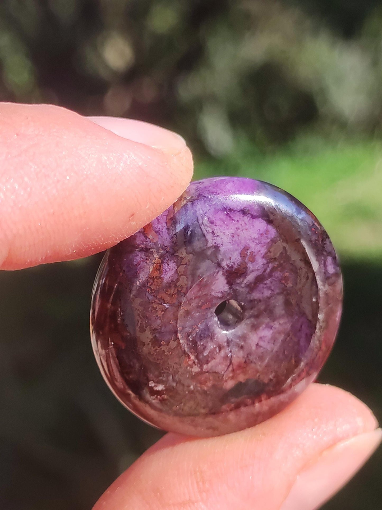 Sugilite protection donut gemstone crystal healing stone rarity rare collector sugilite purple pendant round gift man woman he her friend violet