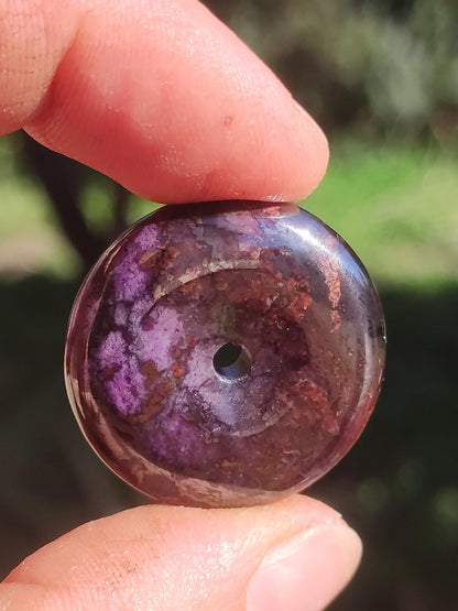 Sugilite protection donut gemstone crystal healing stone rarity rare collector sugilite purple pendant round gift man woman he her friend violet