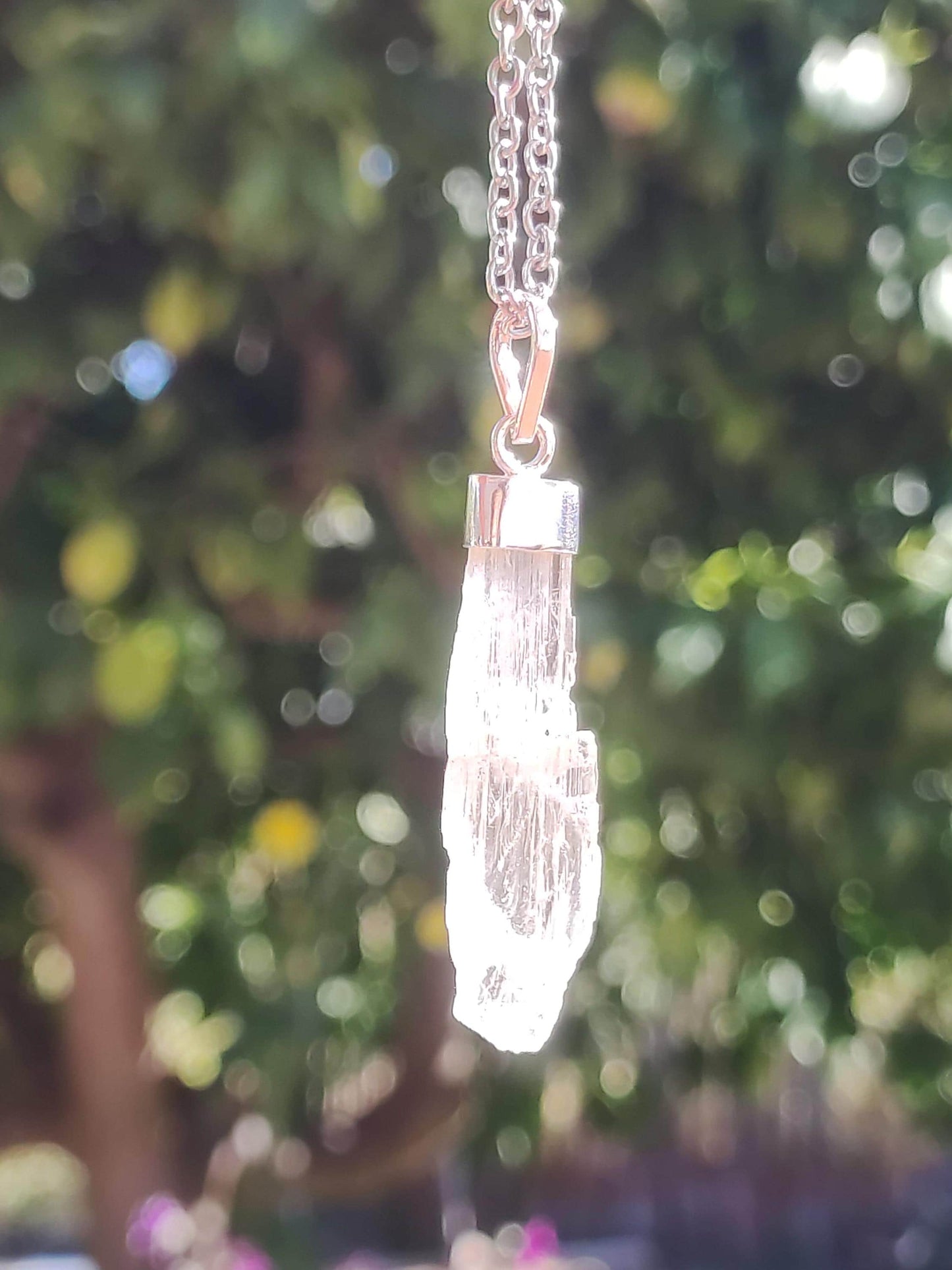 Hiddenite AAA *Rarité* ~ Argent sterling 925 ~ Collier de pierres précieuses ~HIPPIE ~GOA ~Boho ~Ethno ~Nature ~Pierre de guérison