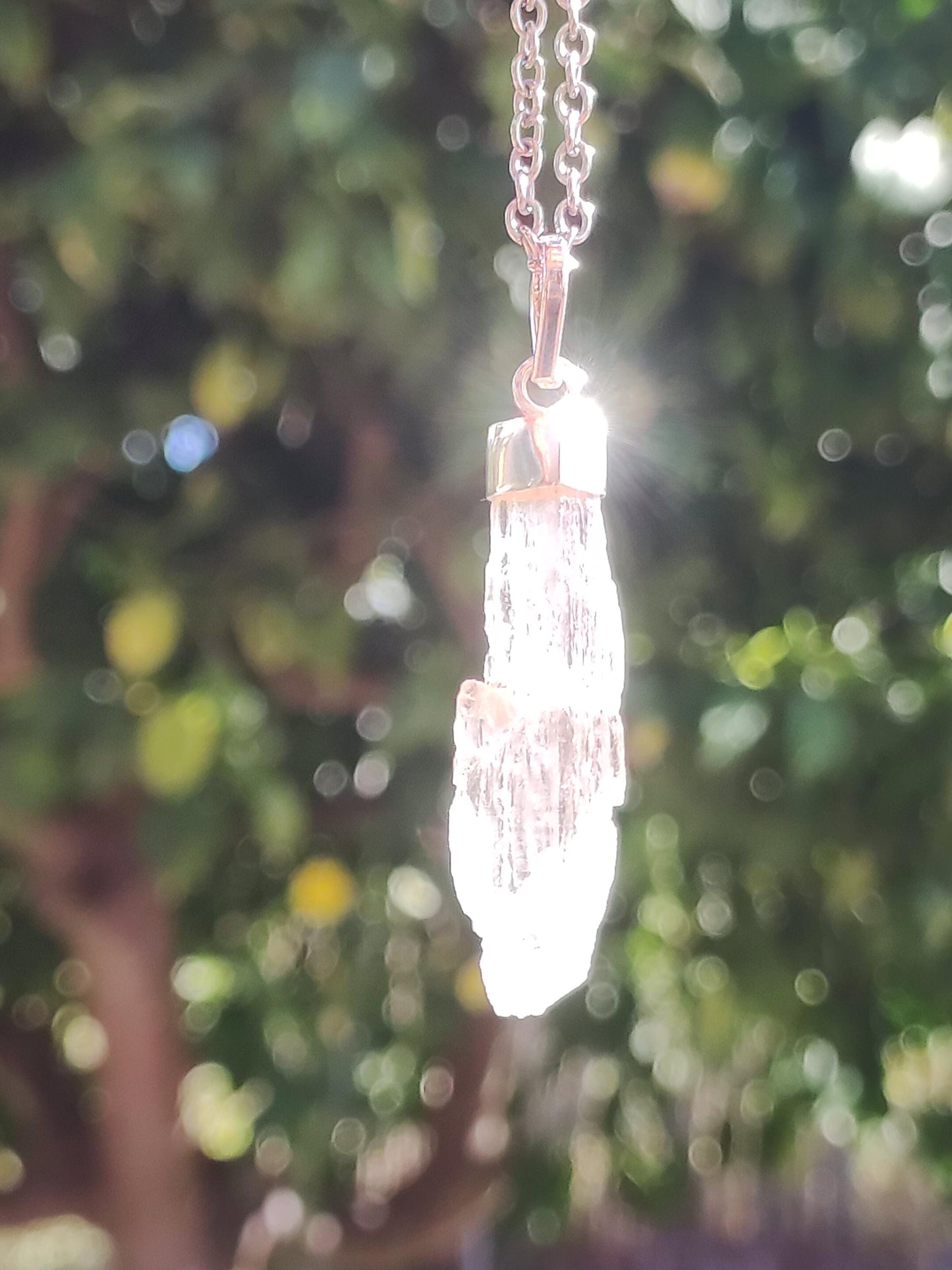 Hiddenite AAA *Rarité* ~ Argent sterling 925 ~ Collier de pierres précieuses ~HIPPIE ~GOA ~Boho ~Ethno ~Nature ~Pierre de guérison