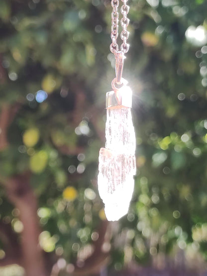 Hiddenite AAA *Rarité* ~ Argent sterling 925 ~ Collier de pierres précieuses ~HIPPIE ~GOA ~Boho ~Ethno ~Nature ~Pierre de guérison