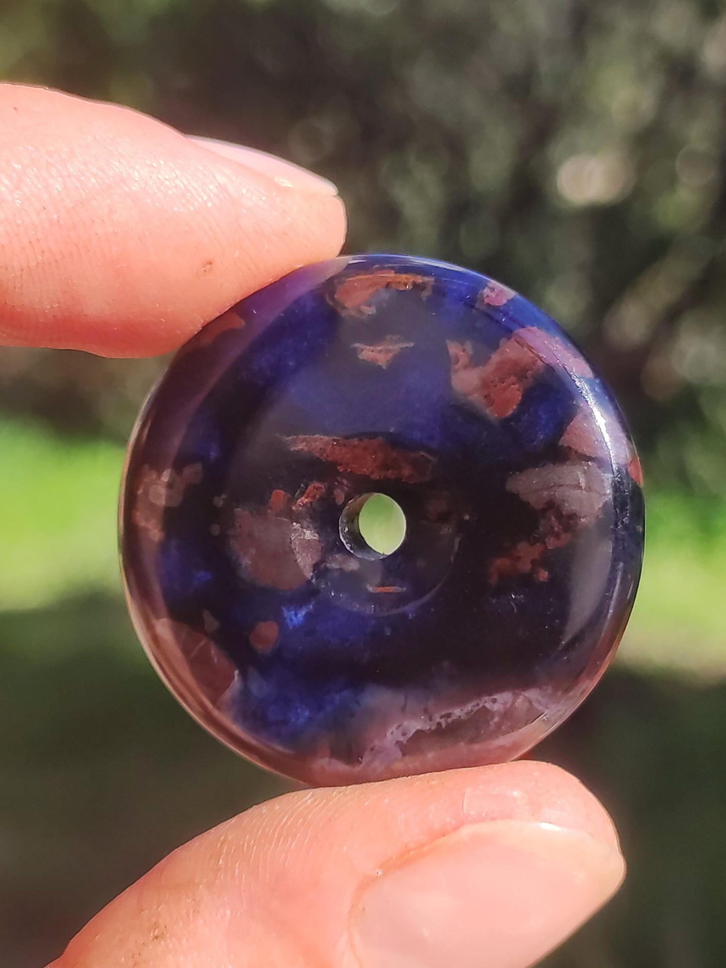 Sugilite &amp; Richterite Bustamite Protection Donut Gemstone Crystal Healing Stone Rarity Rare Collector Sugilite red blue purple pendant round gift